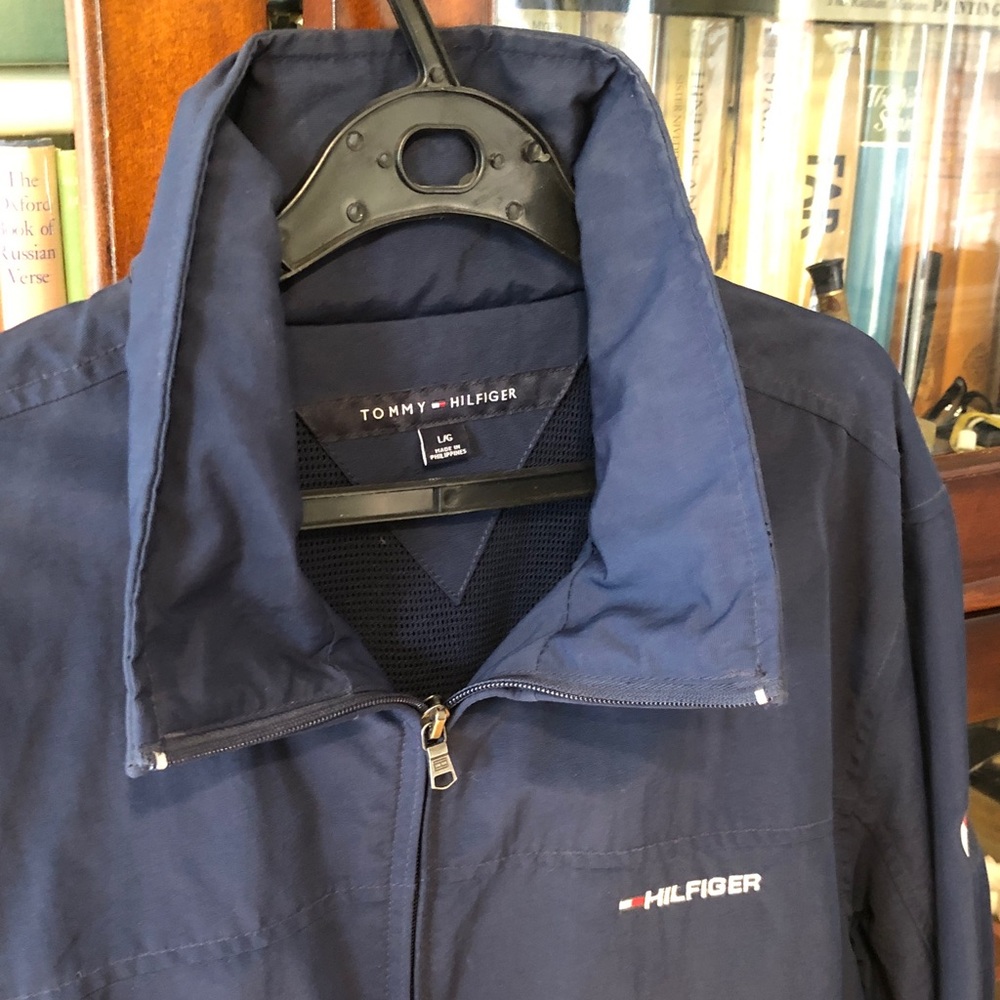Tommy Hilfiger Navy Windbreaker Jacket with Chest Logo
